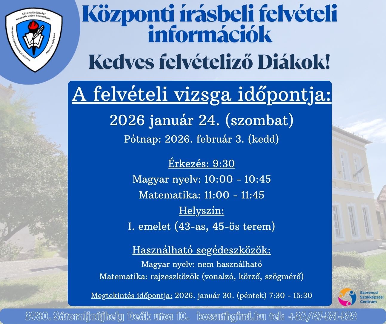 Központi írásbeli felvételi információk 2026 plakát Canva.jpg