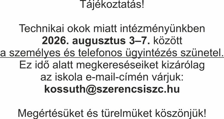 Tájékoztatás!