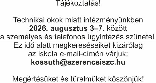 Tájékoztatás!